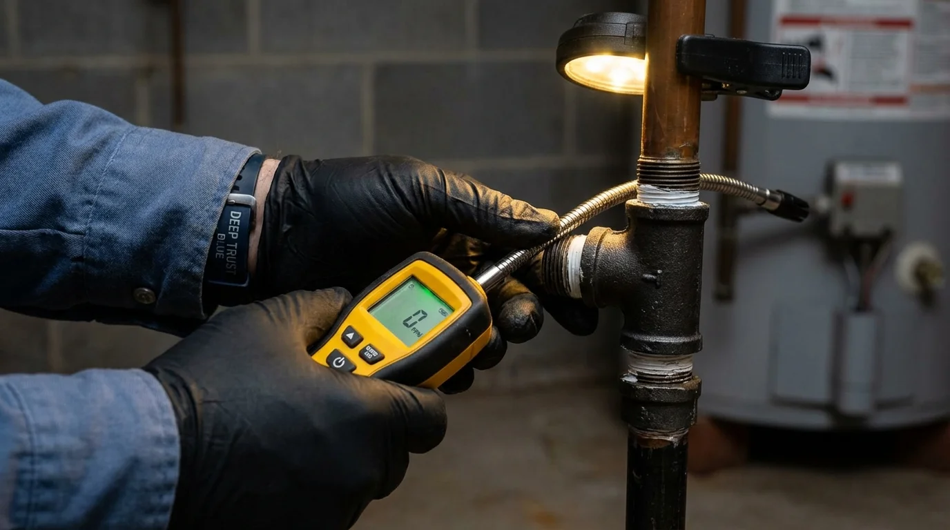 Gas leak detection with electronic sniffer by Johns Plumbing LLC in Hampton