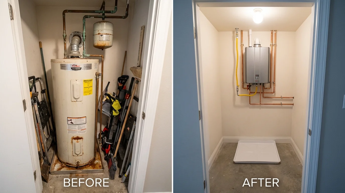 Tank water heater versus wall-mounted tankless unit comparison for Hampton, SC homeowners